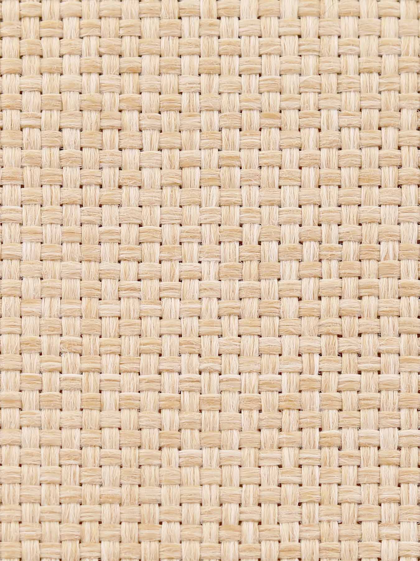 Detaillierte Nahaufnahme der groben, haptischen Webtextur des naturbeigen Menelamé Olefin-Outdoor-Stoffes Pelasgi, die die natürliche Farbgebung zeigt.